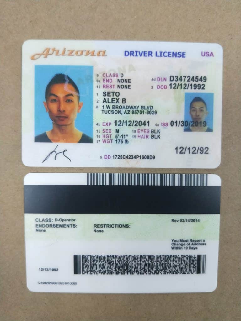 Arizona Driver License PSD Template Driving License Template
