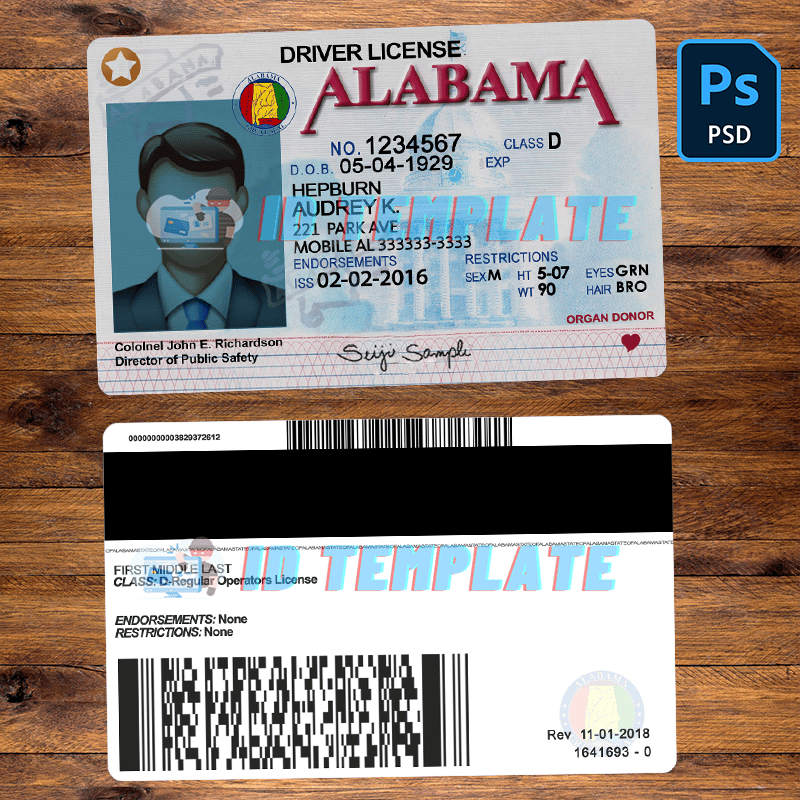  Printable Blank Alabama Drivers License Template 