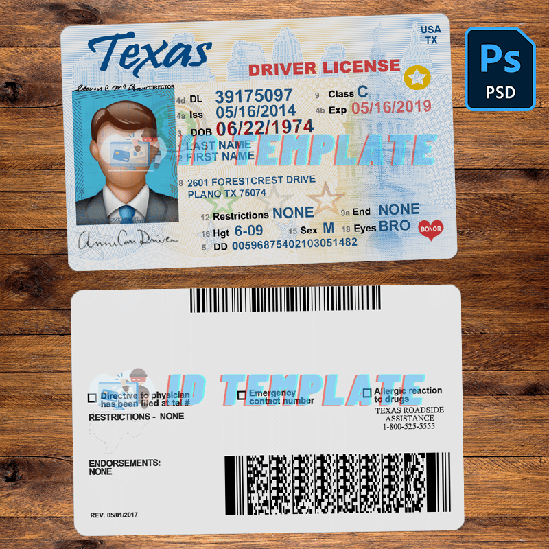 Texas Driving License Template