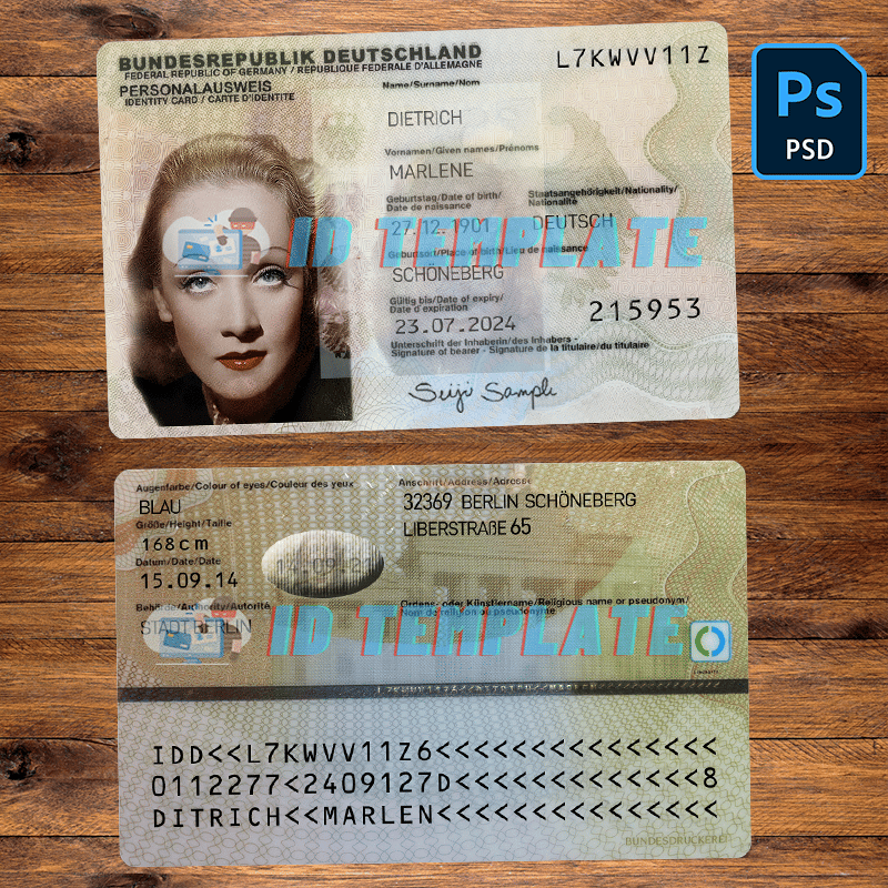 Germany ID Card Template