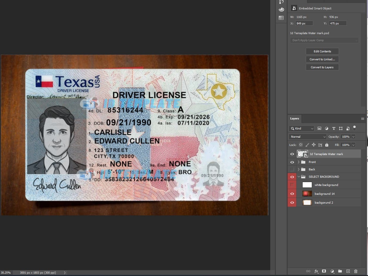 Texas Driving License PSD Template New