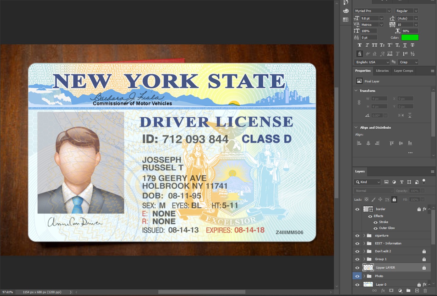 New York Driving License PSD Template | Driving license Template