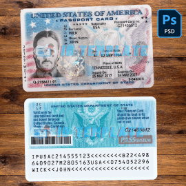 USA Passport ID Card Template