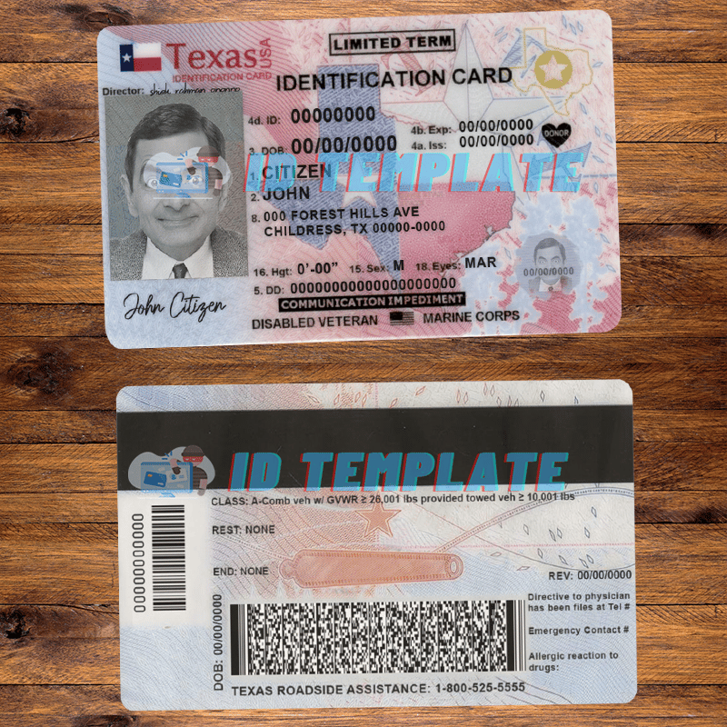 Texas ID Card PSD Template