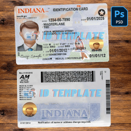 Indiana State ID Template