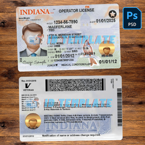 Indiana Driving license PSD Template New | Driving license Template