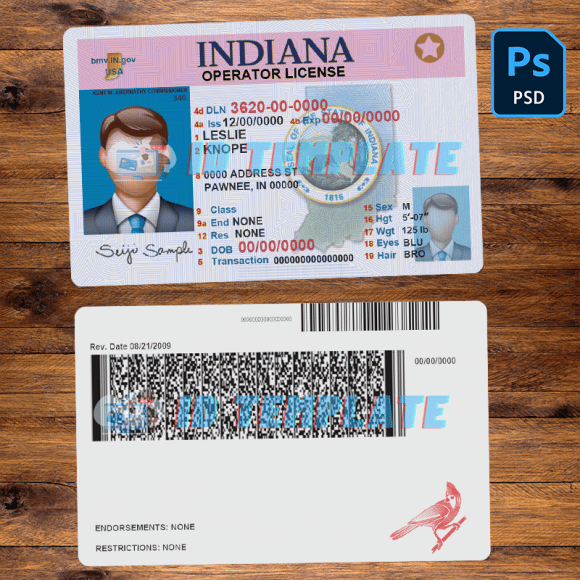 Indiana Driving license Template