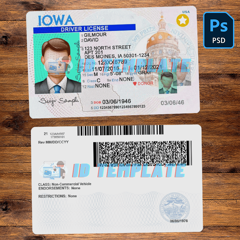 Iowa Driving license Template
