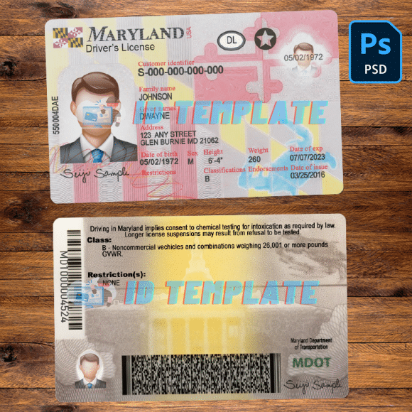 Maryland Driving license Template