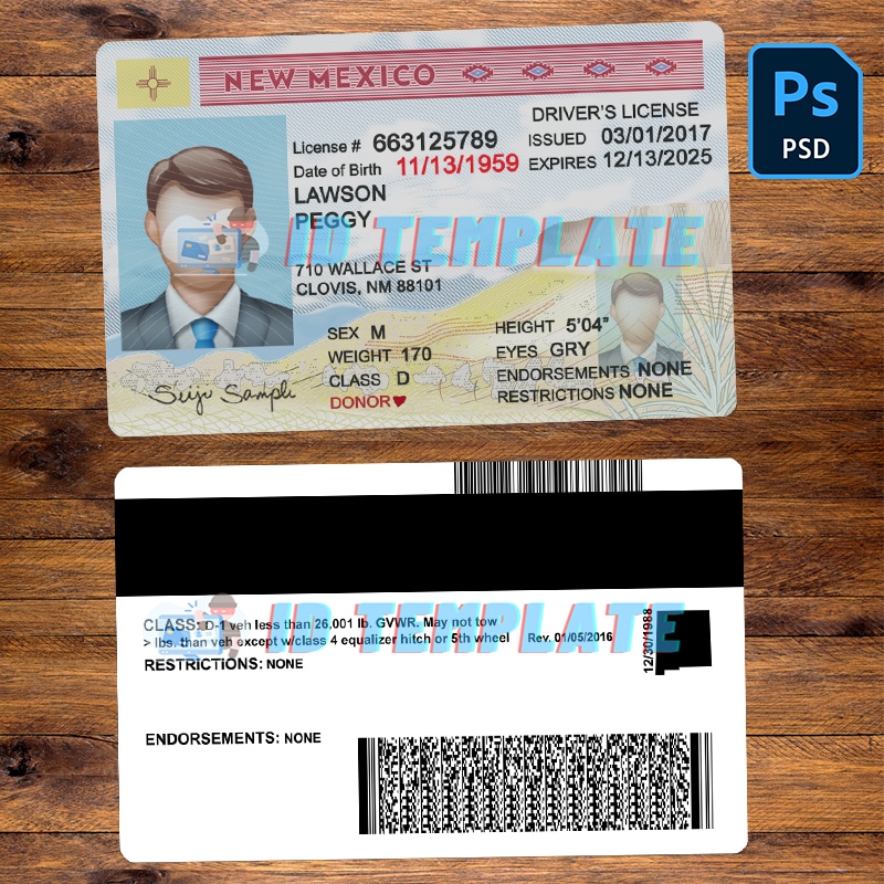 New Mexico Driving license Template