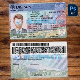Oregon Driving license Template