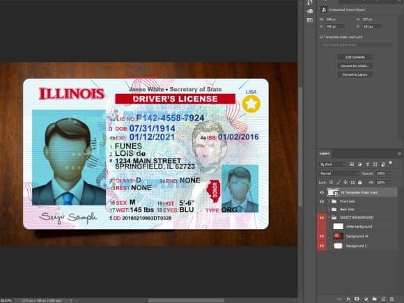 Illinois Driving license PSD Template