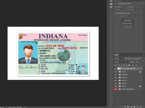 Indiana Driving license PSD Template Old