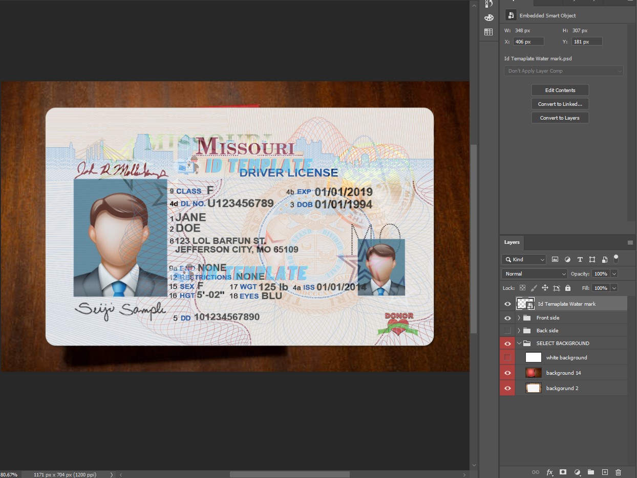 Missouri Driving license PSD Template | Driving license Template