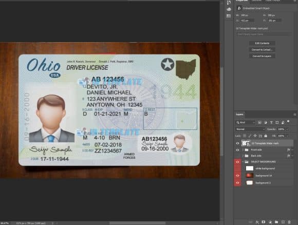 Ohio Driving license PSD Template New