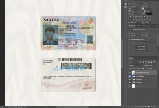 Maine Driving license PSD Template New