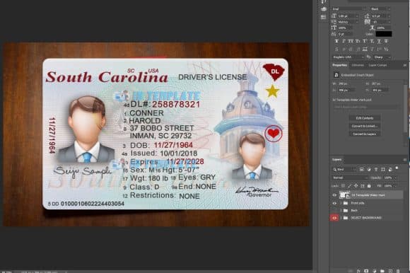 South Carolina Driving license PSD Template New