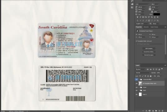 South Carolina Driving license PSD Template New