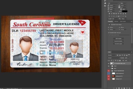 South Carolina Driving license PSD Template Old