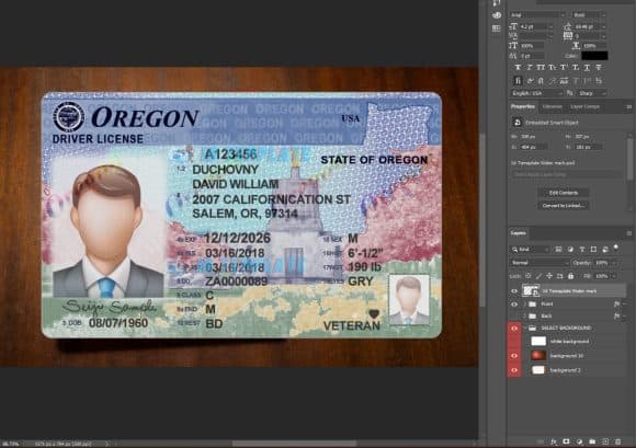 Oregon Driving license PSD Template