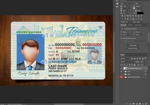 Tennessee Driving license PSD Template New