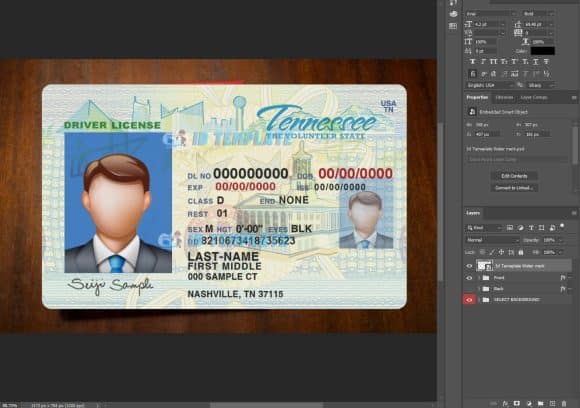 Tennessee Driving license PSD Template New | Driving license Template