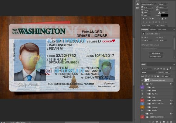 Washington Driving license PSD Template | Driving license Template