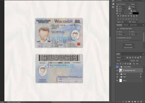Wisconsin Driving license PSD Template