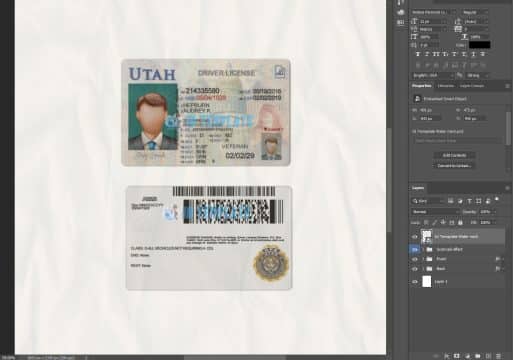 Utah Driving license PSD Template