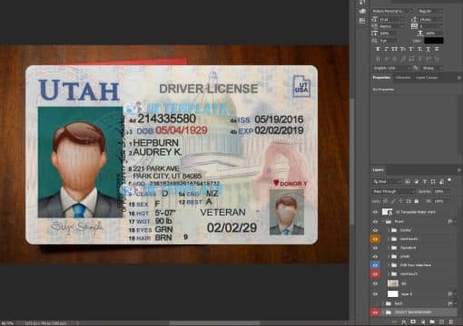 Utah Driving license PSD Template