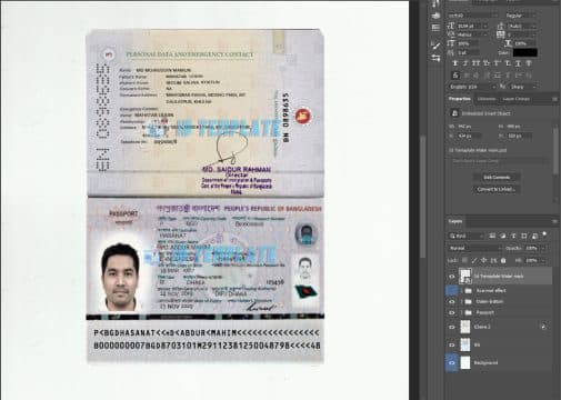 Bangladesh Passport PSD Template Old