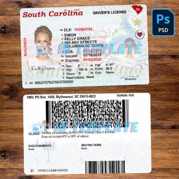 South Carolina Driving license Template New