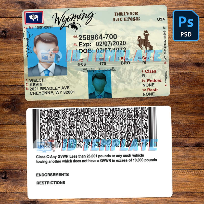 Wyoming Driving license Template