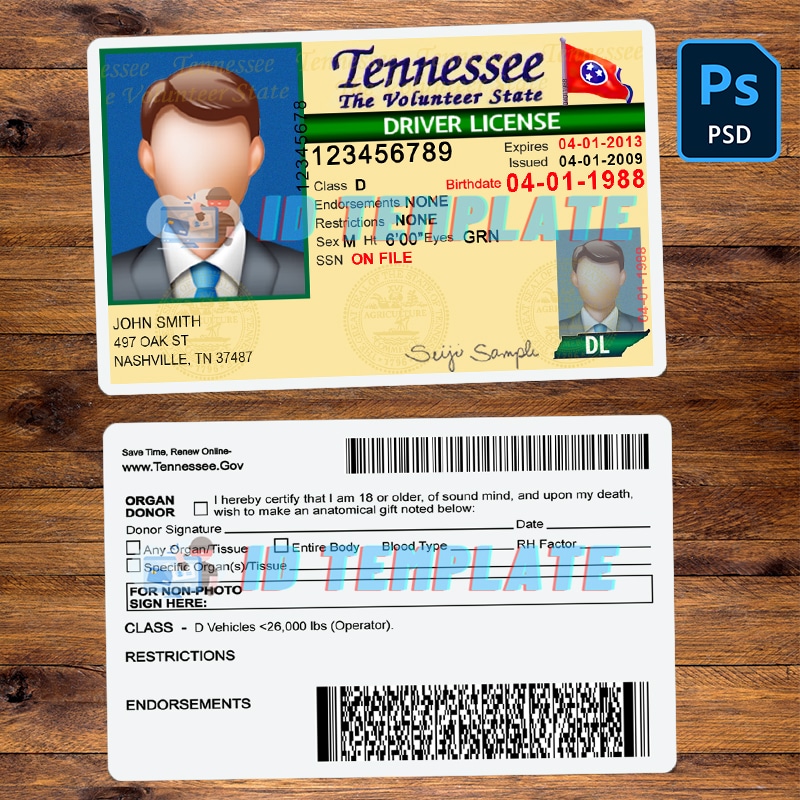 Tennessee Driving license Template old