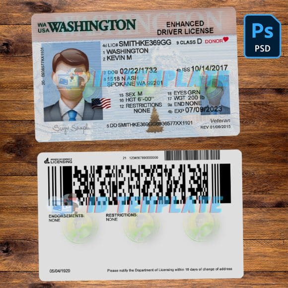 Washington Driving license Template