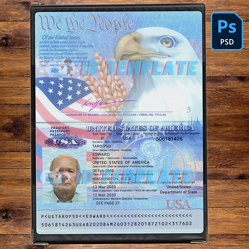 United States Passport Template (Ready to Print)