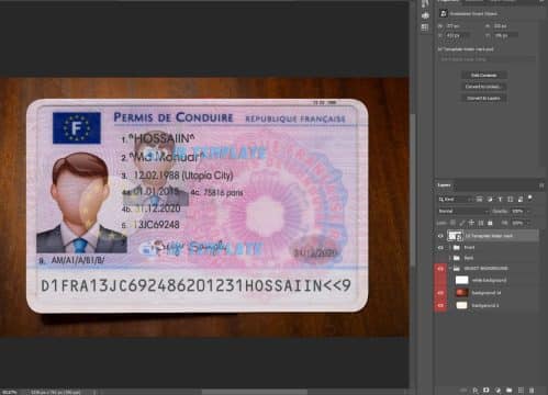 France Driving Licence PSD Template