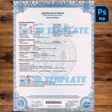 Utah State Death Certificate