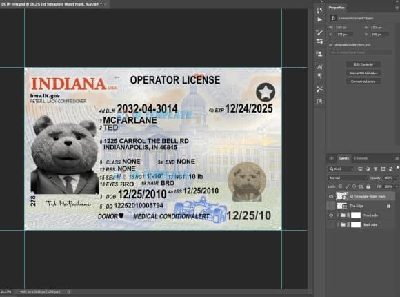 Indiana_DL_NEW Updated-22 Driving Licence Template 3