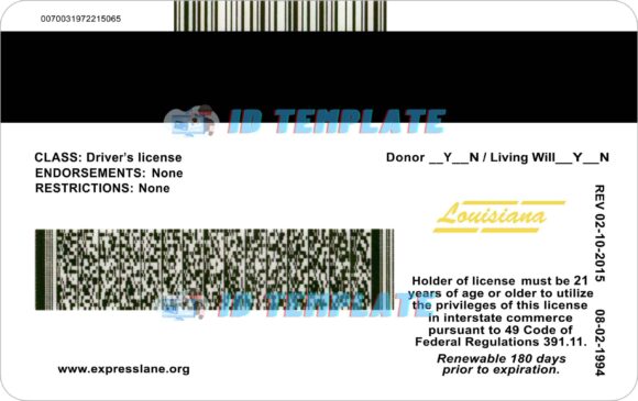 Louisiana Driving license New 2