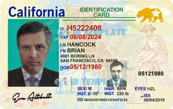 California ID Card Template 3