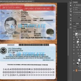 USA Employment Authorization ID Card Template
