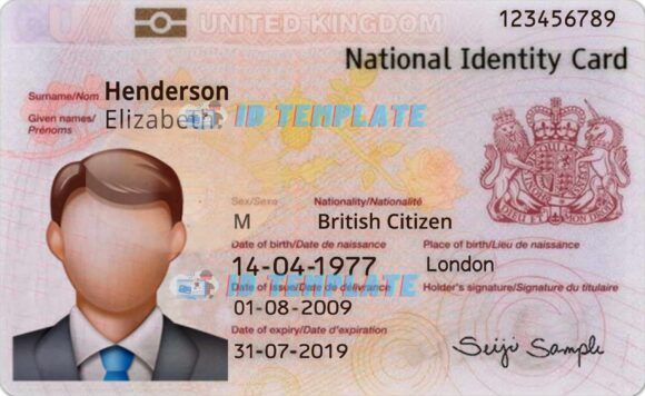 UK ID Card Template