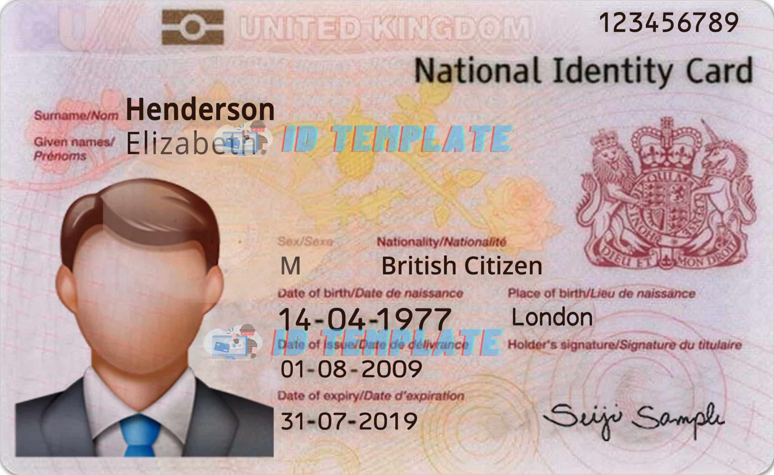 UK ID Card PSD Template Driving License Template