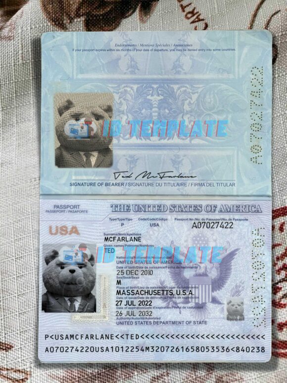 USA Passport Template New