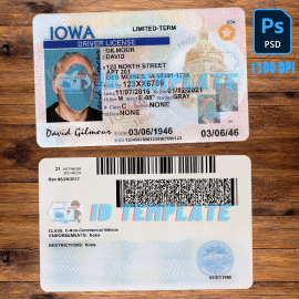Iowa Driving license template