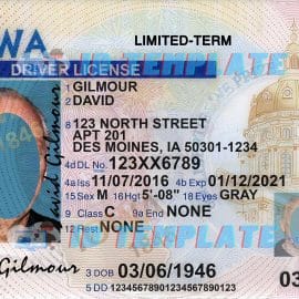 Iowa Driving license template