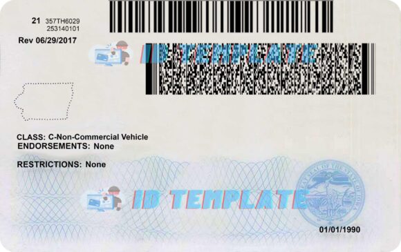 Iowa Driving license template