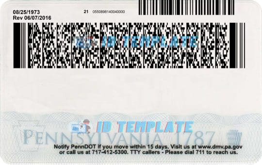 Pennsylvania ID Card Template