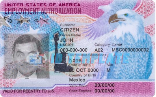 USA employment authorization card